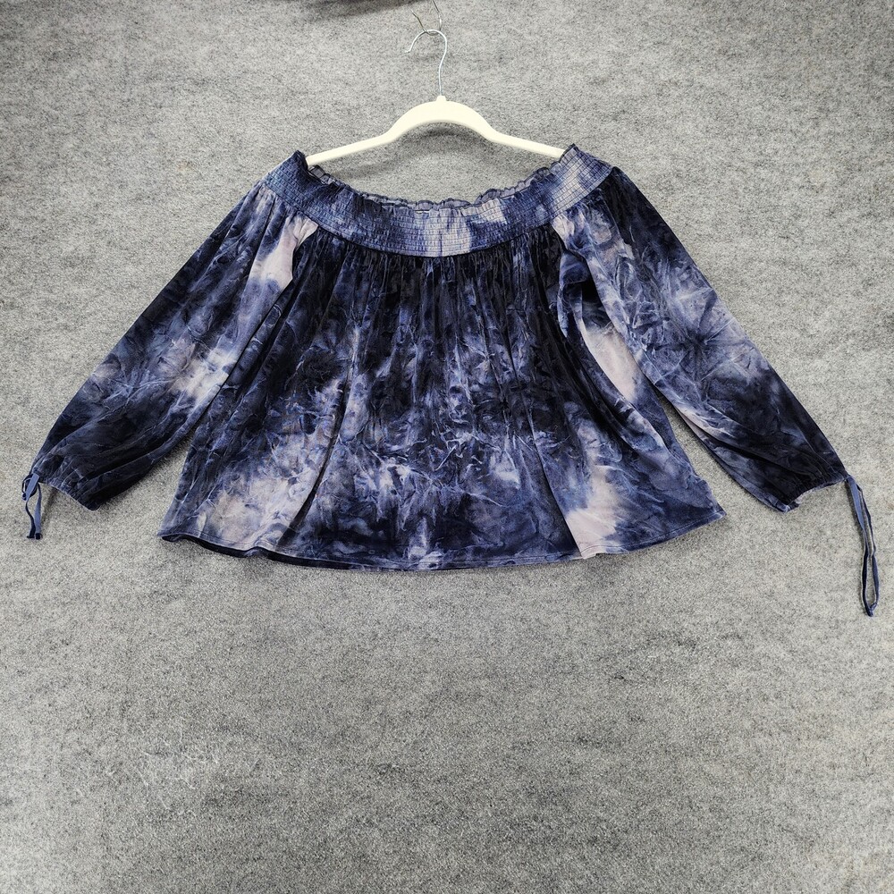 American Eagle Shirt Womens Small Off Shoulder Peasant Purple Tie Dye